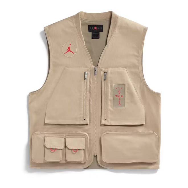 Travis Scott Cactus Jack x Jordan Utility Vest front view utility vest met Cactus Jack en Jordan details