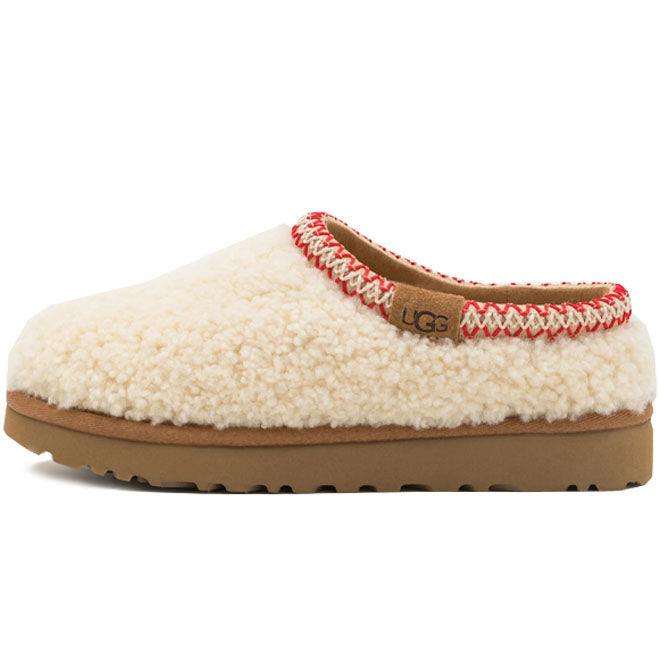 UGG Tasman Maxi Curly Slipper Natural front view beige fluffy slipper schapenwol