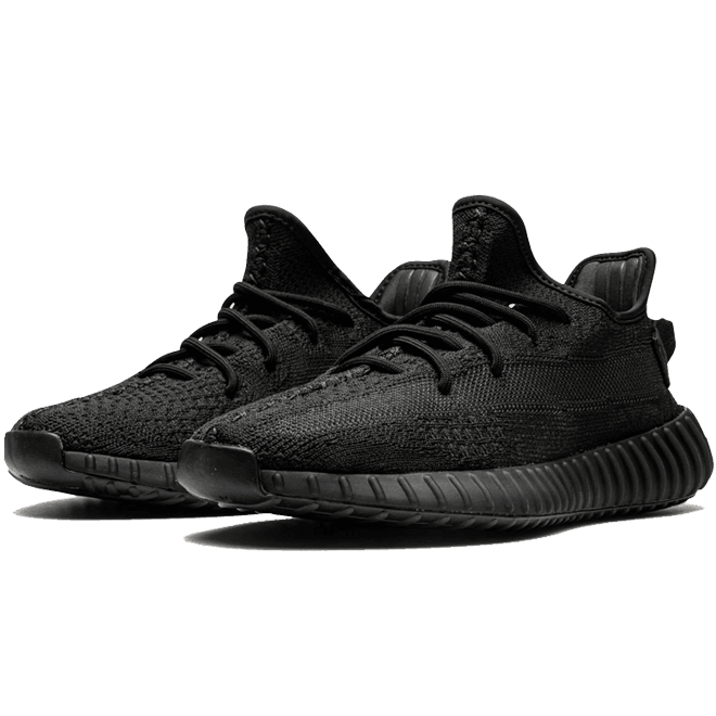 Adidas Yeezy Boost 350 V2 Onyx zijkant stripe en Boost zool detail zwart
